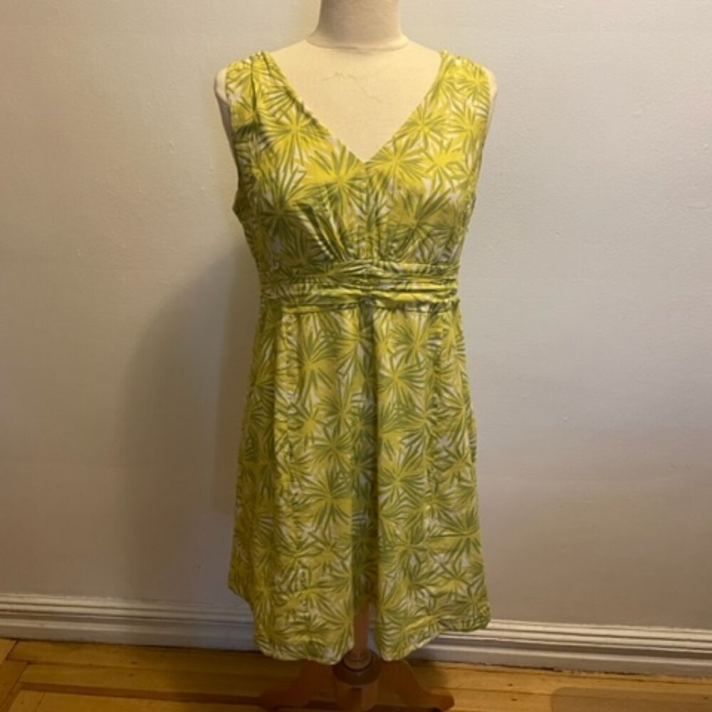 Boden lightweight cotton sleeveless sundress in tropical lime and green print